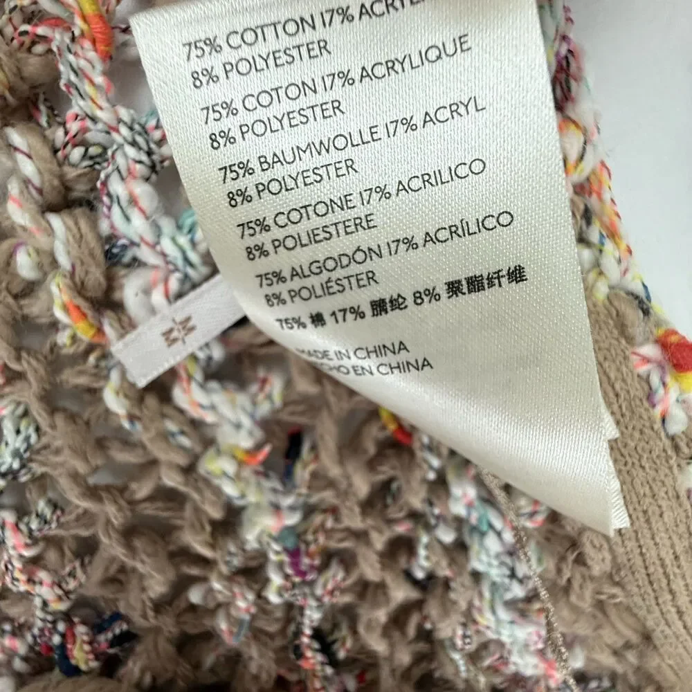 Free People Lake Life Pullover Sweater in Sunset Sand Medium Chunky Cropped Boho